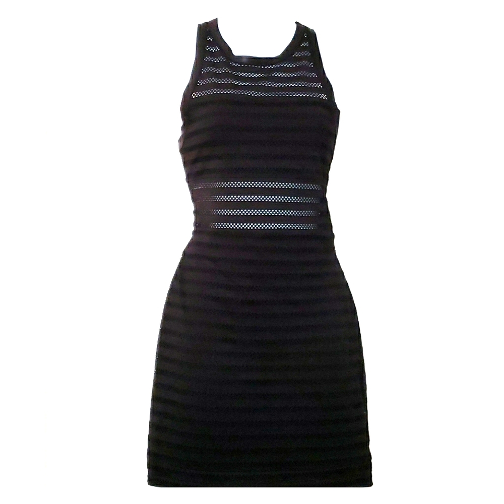 Black no sleeve eyelet mini dress